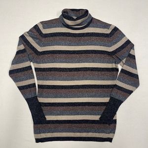 Worthington Sparkle Striped Turtleneck Women's Extra Large XL Fitted Stretch